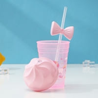 Стакан с трубочкой и крышкой Доляна &laquo;Единорог&raquo;, 450 мл, цвет МИКС