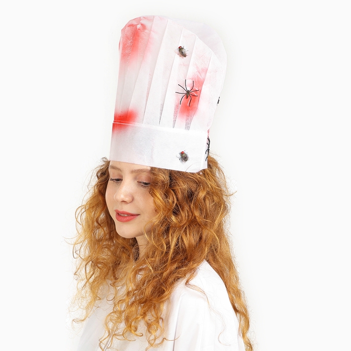 Карнавальная шляпа «Повар» с кровью и пауками Карнавальная шляпа «Повар» с кровью и пауками