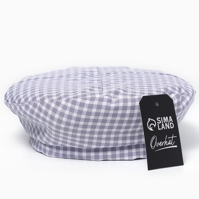 Берет в клетку, цвет серый, р-р 56см Берет в клетку, цвет серый, р-р 56см