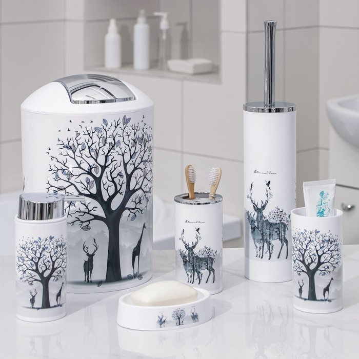 Набор аксессуаров для ванной комнаты &laquo;Тень горы&raquo;, 6 предметов (дозатор, мыльница, 2 стакана, ёрш, ведро)