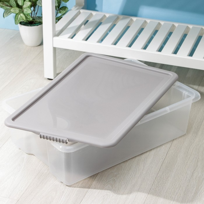 Контейнер для хранения с крышкой Porter, 32 л, 64×41,5×17,5 см, цвет дымчато-серый Контейнер для хранения с крышкой Porter, 32 л, 64×41,5×17,5 см, цвет дымчато-серый