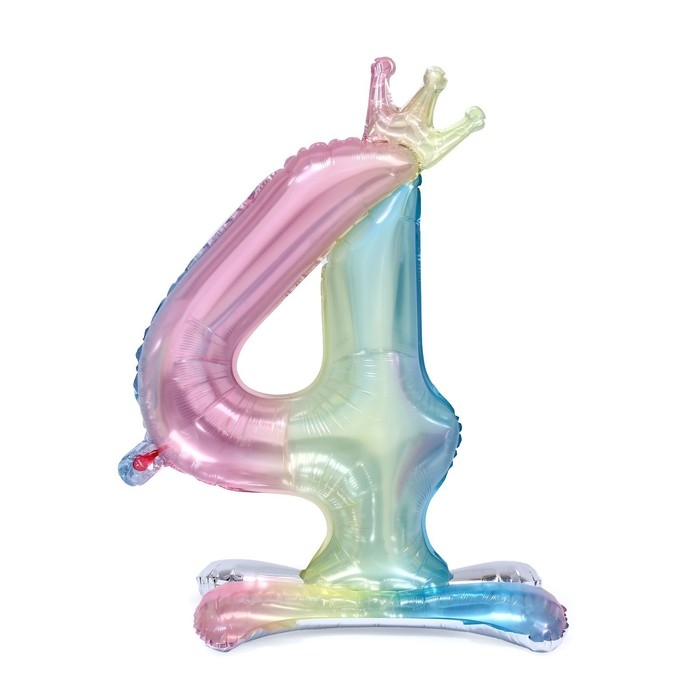 Шар фольгированный 32 Шар фольгированный 32" «Цифра 4 с короной», градиент, на подставке