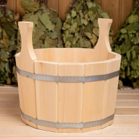 Шайка из липы, 9 л, круглая, нержавеющий обруч Шайка из липы, 9 л, круглая, нержавеющий обруч