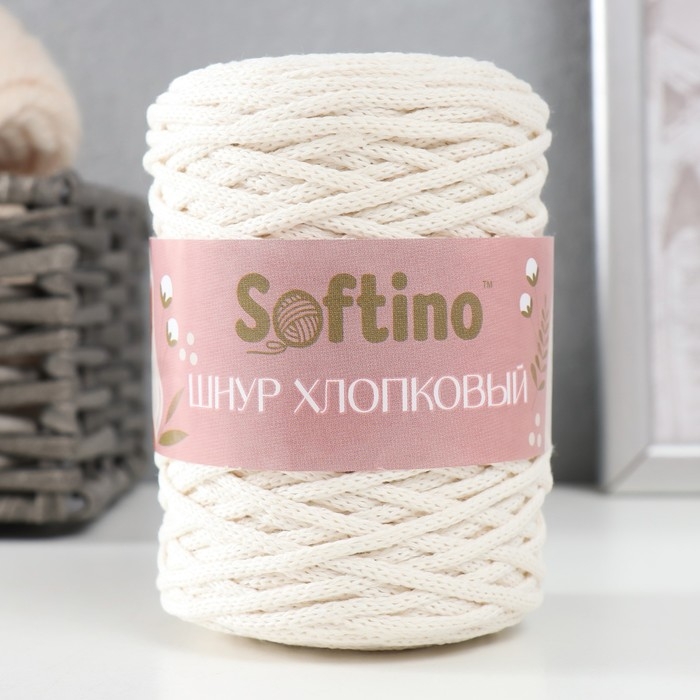 Шнур для вязания без сердечника 70% хлопок, 30% полиэстер ширина 3мм 100м/160&plusmn;10гр (102)