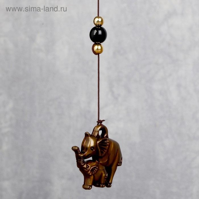 Музыка ветра металл "Семейство слонов" 3 колокольчика 1 фигурка 38 см