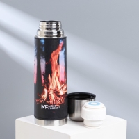 Термос &laquo;Огонь&raquo; в кожзаме, MODE FORREST, 750 мл, время сохранения тепла 16-18 ч