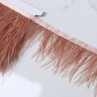 Тесьма с перьями страуса, 8-10 см, 5 &plusmn; 0,5 м, цвет лососёвый