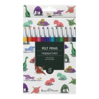 Фломастеры 12 цветов BrunoVisconti HappyColor, МИКС Фломастеры 12 цветов BrunoVisconti HappyColor, МИКС