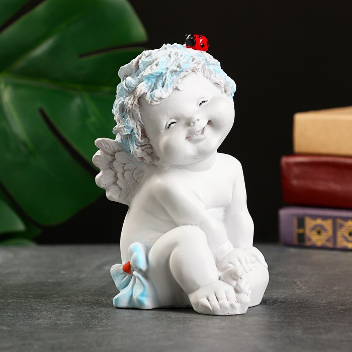 Фигура Фигура "Ангелочек с божьей коровкой" белый 8,5х10х14см