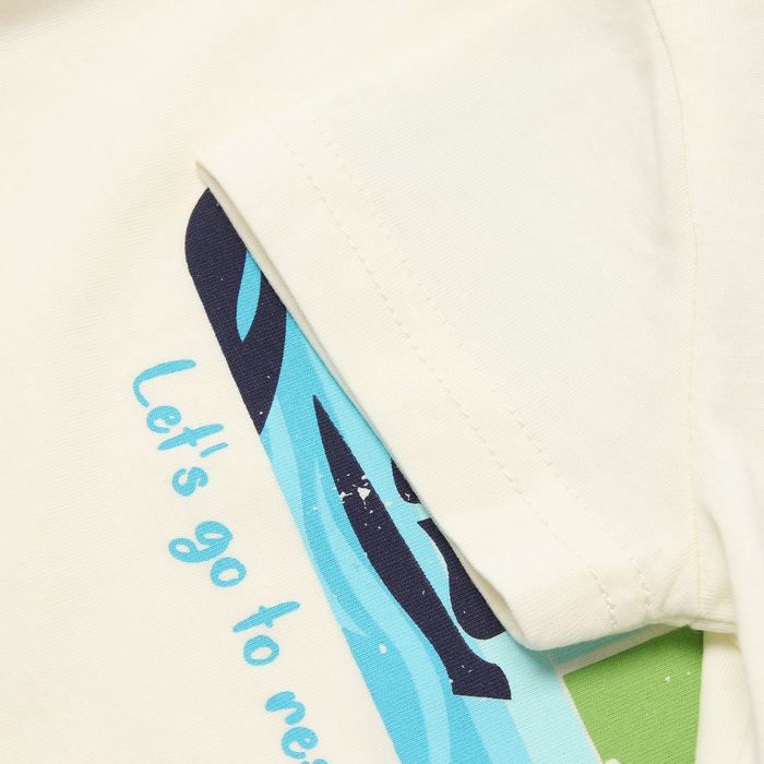 Комплект для мальчика (футболка/шорты), цвет молочный/салатовый, рост 74 см