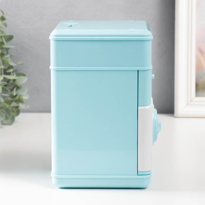 Копилка пластик Копилка пластик "Сейф. Зебра" кодовый замок, звук АА голубой 13х12х19 см