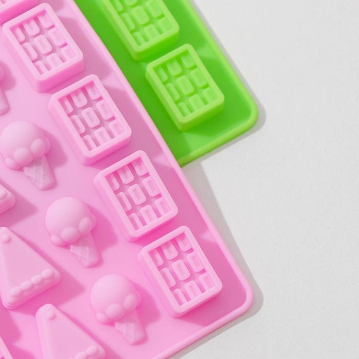 Форма для мармелада «Сладкоежка», силикон, 19,5×13,6×1 см, 45 ячеек, цвет МИКС Форма для мармелада «Сладкоежка», силикон, 19,5×13,6×1 см, 45 ячеек, цвет МИКС