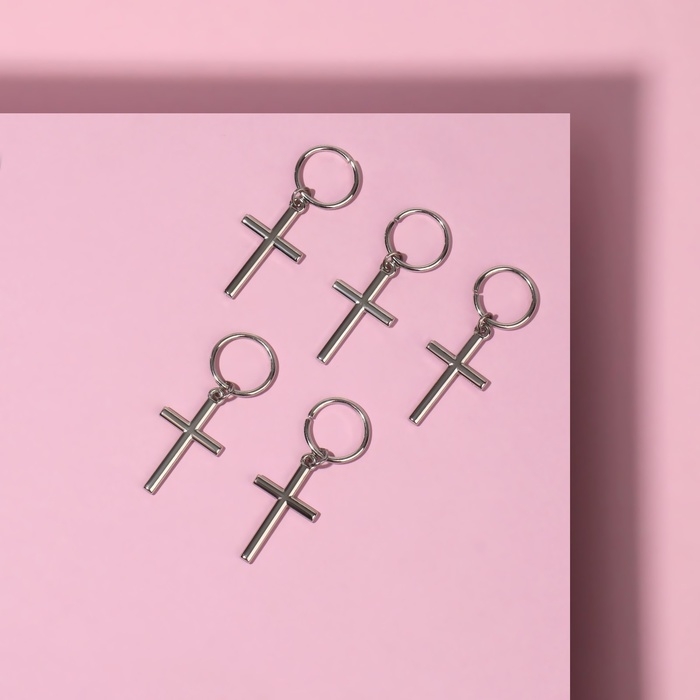 Пирсинг для волос «Крест», 3,7 × 1,3 см, 5 шт, цвет серебристый Пирсинг для волос «Крест», 3,7 × 1,3 см, 5 шт, цвет серебристый