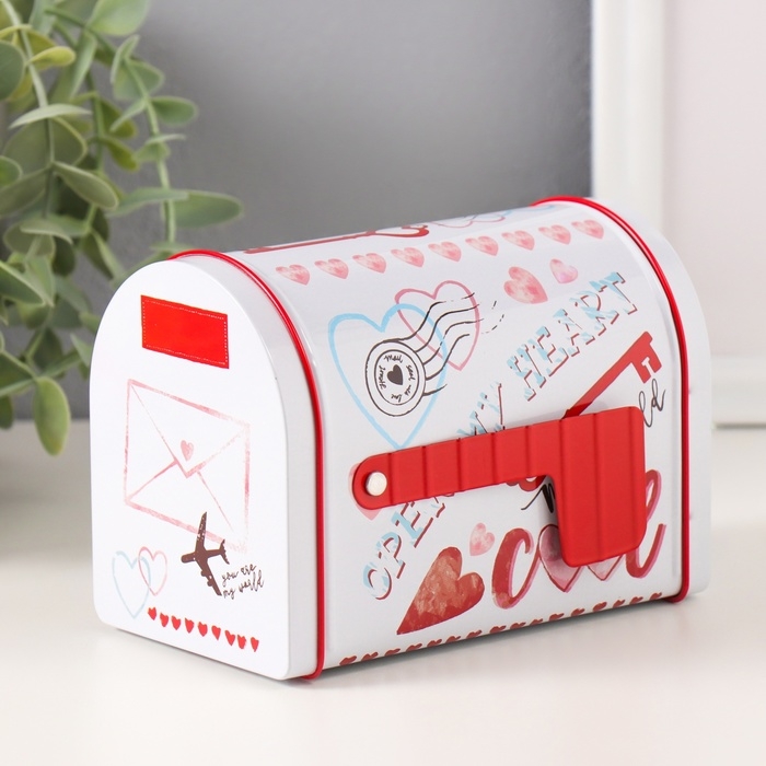 Шкатулка металл почтовый ящик Шкатулка металл почтовый ящик "Путешествия" белая 13,3х8х9,5 см