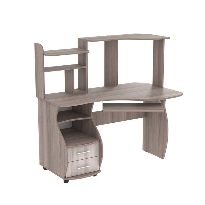 Стол компьютерный угловой "Джуниор", 1250х750х1255, Ясень Шимо Тёмный, Ясень Шимо Светлый