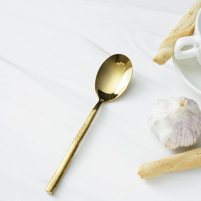Ложка столовая из нержавеющей стали Magistro Kolos, длина 19,5 см, цвет золотой
