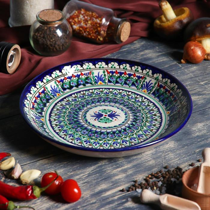 Ляган Риштанская Керамика Ляган Риштанская Керамика "Узоры", 25 см, синий