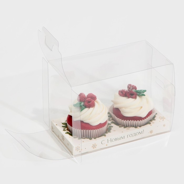 Коробка для капкейка &laquo;Веночки&raquo;, 8 х 16 х 11.5 см, Новый год