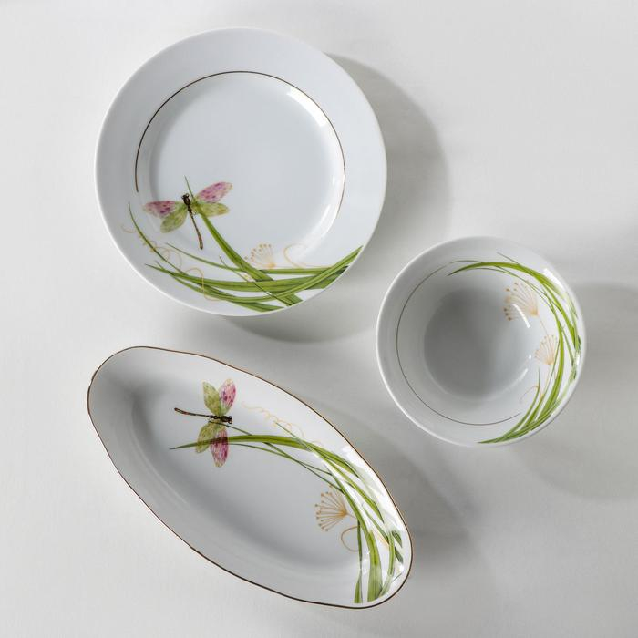 Сервиз столовый фарфоровый &laquo;Стрекоза&raquo;, 37 предметов, 2 вида тарелок