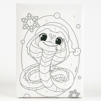 Картина по номерам на новый год на холсте с подрамником &laquo;Змейка в шапочке&raquo;, 21 х 15 см, символ года 2025