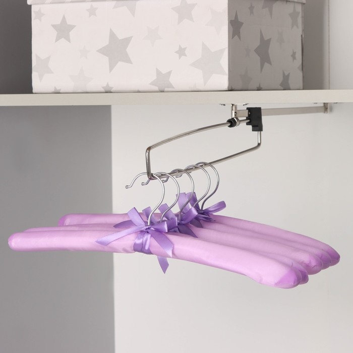 Плечики - вешалки для одежды мягкие «Атлас», 5 шт, 37,5×10×3 см, цвет сиреневый Плечики - вешалки для одежды мягкие «Атлас», 5 шт, 37,5×10×3 см, цвет сиреневый