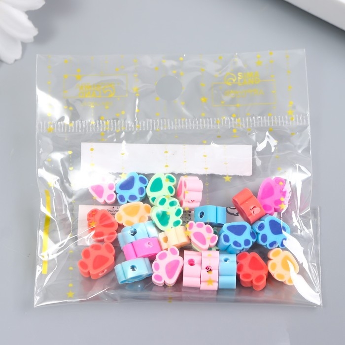 Бусины для творчества PVC "Лапки" набор 25 шт 0,5х0,8х1 см