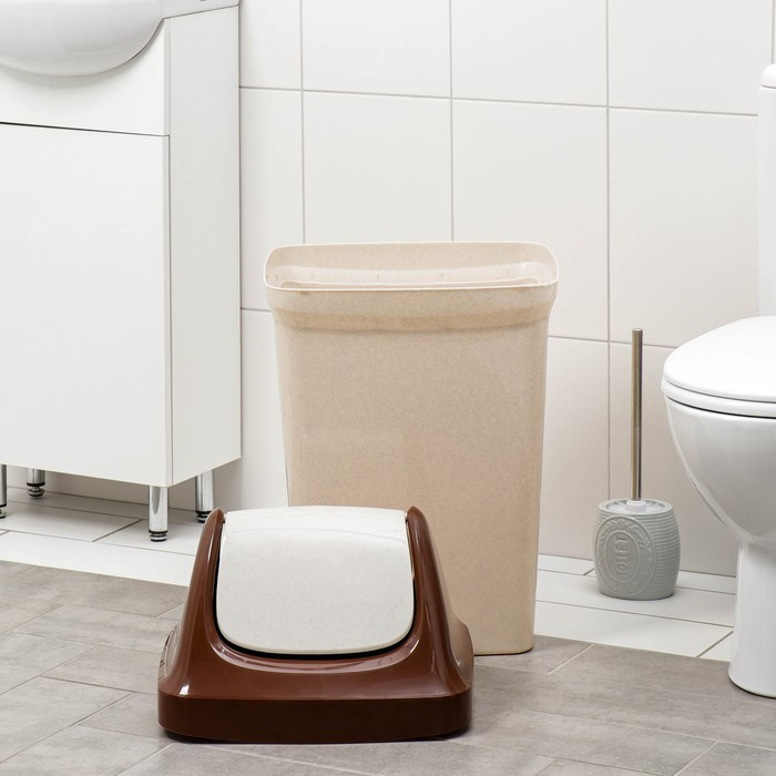 Контейнер для мусора &laquo;Свинг&raquo;, 50 л, цвет бежевый мрамор