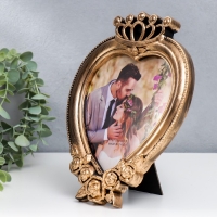 Фоторамка пластик 18х18 см "Сердце с розами и короной" тёмное золото 25х20 см Фоторамка пластик 18х18 см "Сердце с розами и короной" тёмное золото 25х20 см