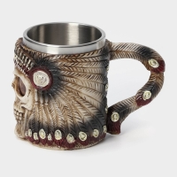 Кружка из нержавеющей стали &laquo;Череп&raquo;, 400 мл, цвет бежевый