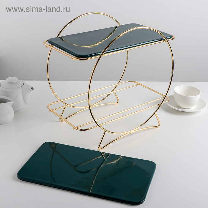 Блюдо керамическое 2-х ярусное «Изумруд», 32×19×31 см, цвет изумрудный Блюдо керамическое 2-х ярусное «Изумруд», 32×19×31 см, цвет изумрудный