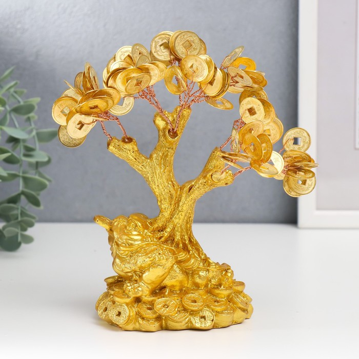 Бонсай денежное дерево Бонсай денежное дерево "Золотая жаба на монетах" 90 монет 18,5х18х9,5 см