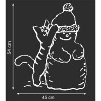 Наклейка декоративная для окон "Кот и снеговик" 45х55 см Наклейка декоративная для окон "Кот и снеговик" 45х55 см