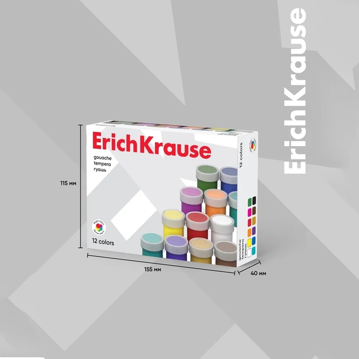 Гуашь 12 цветов х 17 мл, ErichKrause, в картонной упаковке Гуашь 12 цветов х 17 мл, ErichKrause, в картонной упаковке