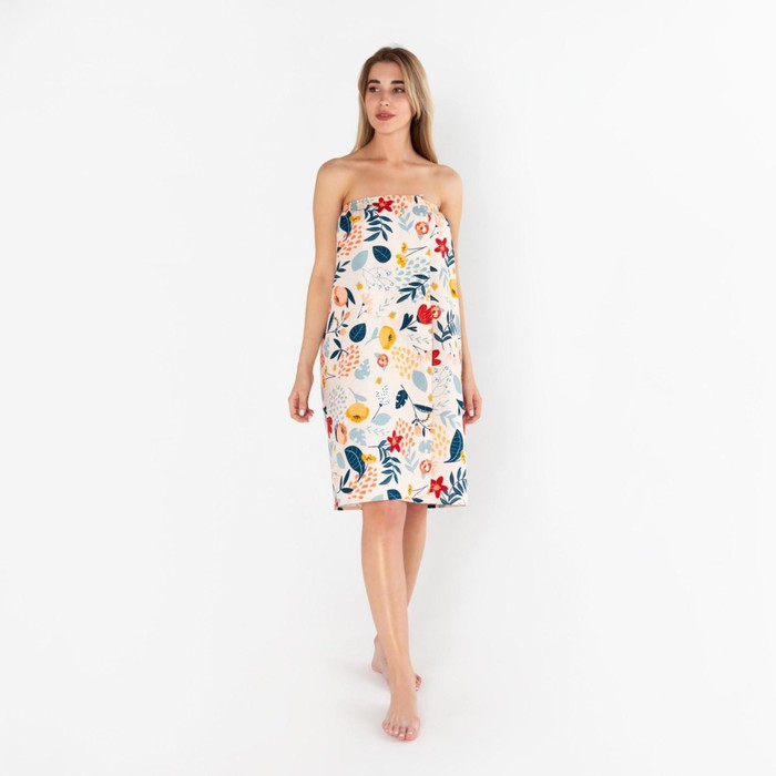 Полотенце для бани &laquo;Цветочное поле&raquo; женское парео, 80х150&plusmn;4 см, 100% хл, ваф. полотно, 160 гр/м2