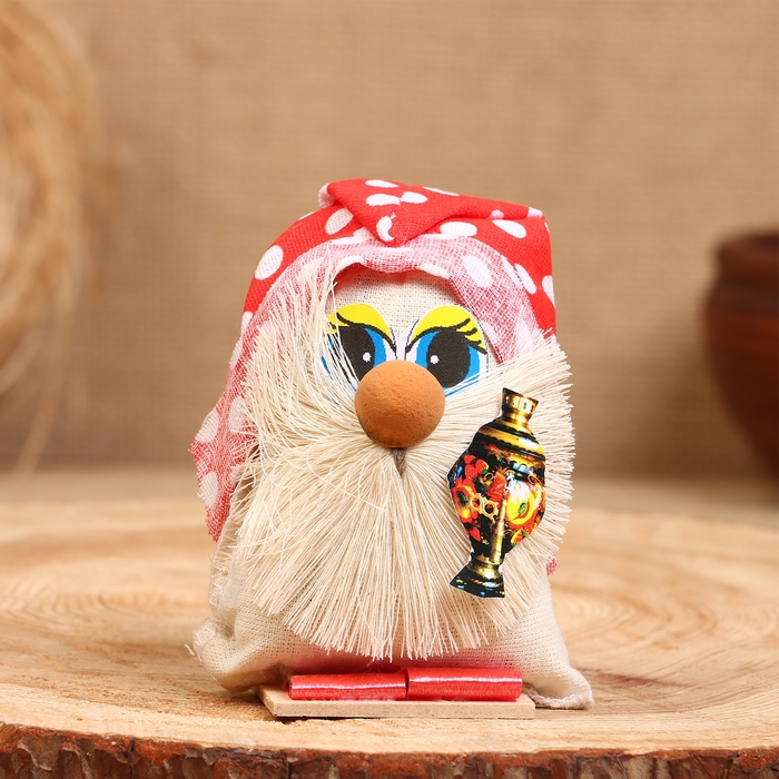 Оберег &laquo;Домовой с самоваром&raquo;, 12 см, микс