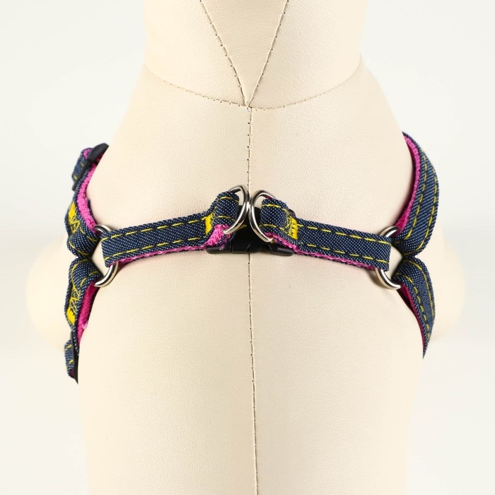 Шлейка Шлейка "Джинс", розовый подклад, ширина 1 см, ОШ 25-40 см, ОГ 25-40 см