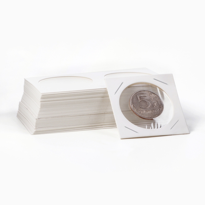 Набор холдеров для монет под скрепку, d - 4 см, 50 шт Набор холдеров для монет под скрепку, d - 4 см, 50 шт