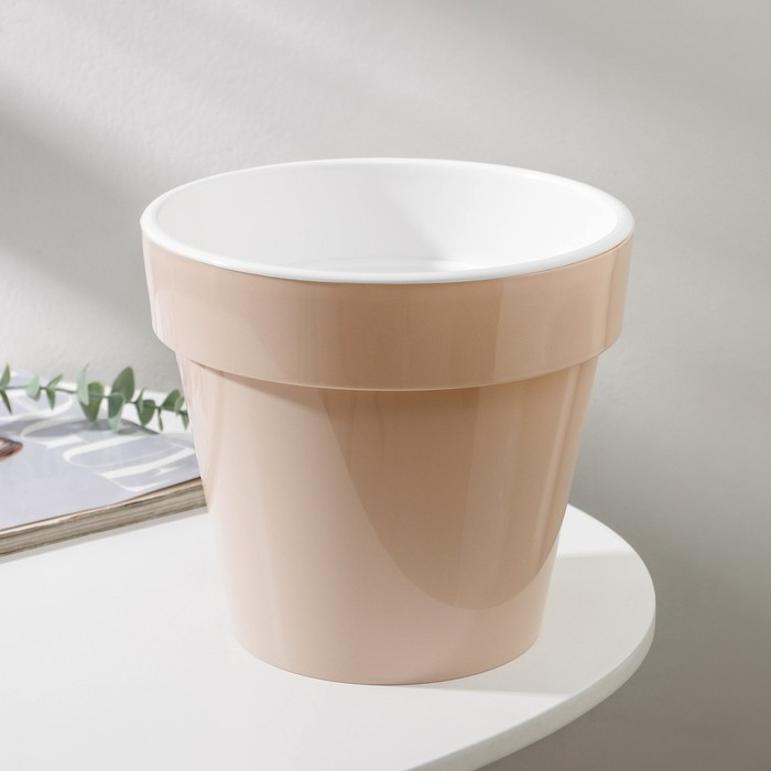 Кашпо для цветов со вставкой &laquo;Порто&raquo;, 3,5 л, цвет жемчужный