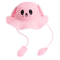 Панама "Милый зайка", уши поднимаются р-р 52-54 цвет розовый Панама "Милый зайка", уши поднимаются р-р 52-54 цвет розовый