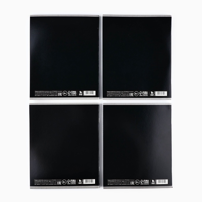 Тетрадь А5, 96 л на скрепке, 4 шт  &laquo;Черные тетради&raquo; МИКС