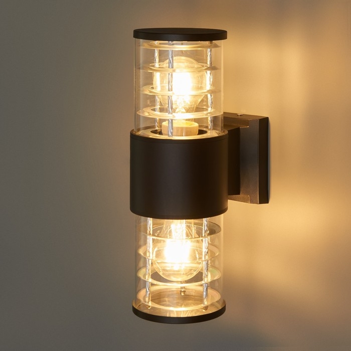 Светильник настенный, накладной Duwi TECHNO, 170х108х320мм, 2хЕ27, алюм/стекло, IP65, черный Светильник настенный, накладной Duwi TECHNO, 170х108х320мм, 2хЕ27, алюм/стекло, IP65, черный