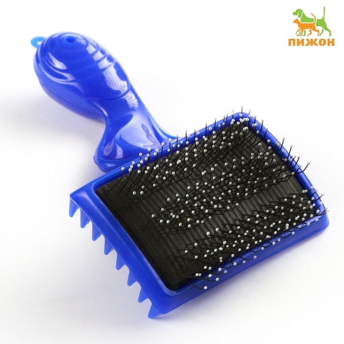 Щётка - пуходёрка трёхрядная с каплями, основание 84 х 58 мм, синяя Щётка - пуходёрка трёхрядная с каплями, основание 84 х 58 мм, синяя
