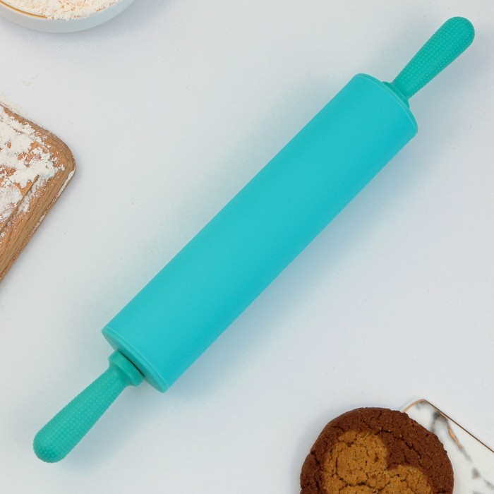 Скалка «Дома вкуснее», 31 х 4.2 см, силикон, пластик, цвет бирюзовый Скалка «Дома вкуснее», 31 х 4.2 см, силикон, пластик, цвет бирюзовый