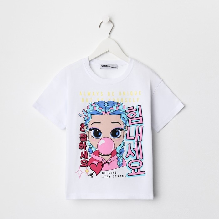Футболка детская KAFTAN "Girl", р. 32 (110-116 см), белый