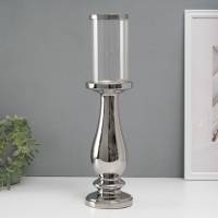 Подсвечник керамика, стекло на 1 свечу "Аванти" d=8 см серебро 10х10х40,5 см Подсвечник керамика, стекло на 1 свечу "Аванти" d=8 см серебро 10х10х40,5 см