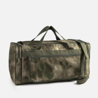 Сумка дорожная на молнии, 3 наружных кармана, длинный ремень, цвет камуфляж/хаки Сумка дорожная на молнии, 3 наружных кармана, длинный ремень, цвет камуфляж/хаки