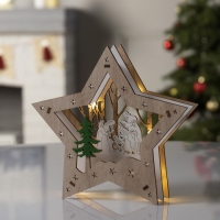 Светодиодная фигура &laquo;Звёздный лес&raquo; 17 &times; 17 &times; 4.5 см, дерево, батарейки АААх2 (не в комплекте), свечение тёплое белое