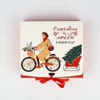 Коробка подарочная новогодняя складная двухсторонняя &laquo;Новогодние истории&raquo;, 20 х 18 х 5 см, БЕЗ ЛЕНТЫ, Новый год