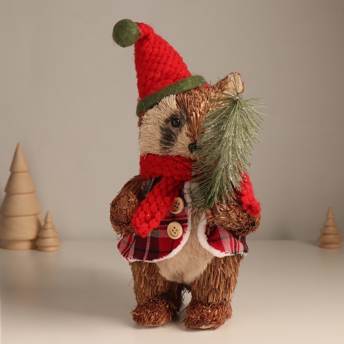 Декор Декор "Енот в колпаке с ёлочкой" 27х12х17 см