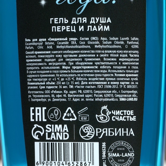 Новый Год. Гель для душа &laquo;Удачного года&raquo;, 250 мл, аромат перца и лайма